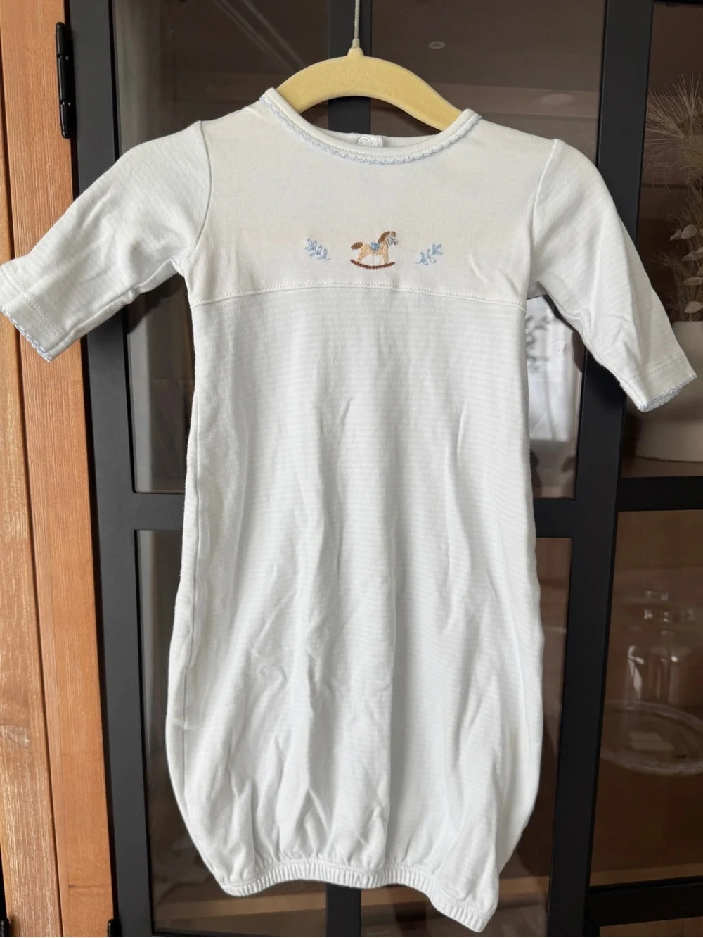Baby Threads Rocking Horse Pima Cotton Baby Daygown newborn embroidered striped